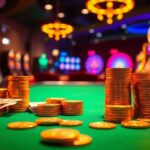Free sweeps coins and casino chips on a table.