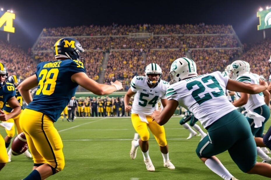 Michigan vs. Michigan State football game action.