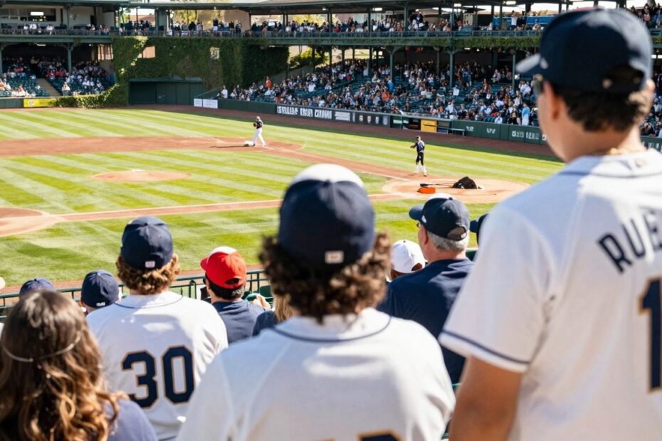 Wrigley Field during a baseball game with fans.
