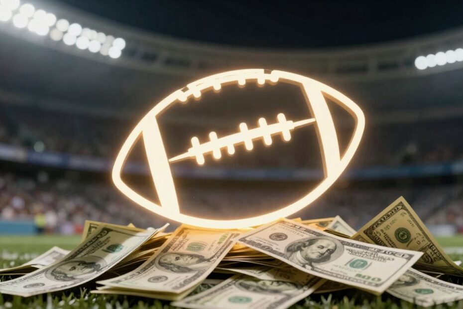 Sports betting deals with money and sports icons.