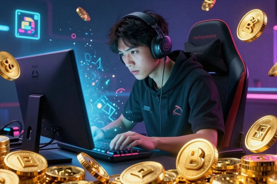 Gamer with bonus offers and gold coins