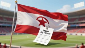 Texas flag and sports betting imagery.