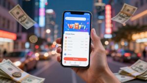 Betting app with free cash on a smartphone screen.